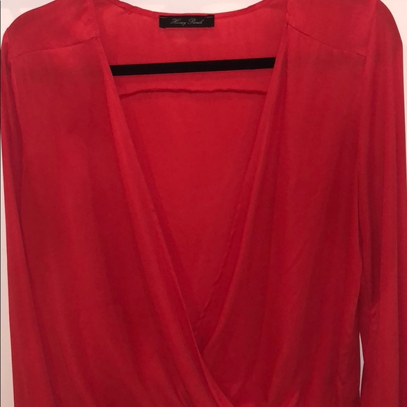 Red open blouse with wide sleeves - Picture 2 of 2